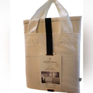 3pc Hearth & Hand w/ Magnolia Thin Stripe Duvet Cover Set Cream Color Queen/Full